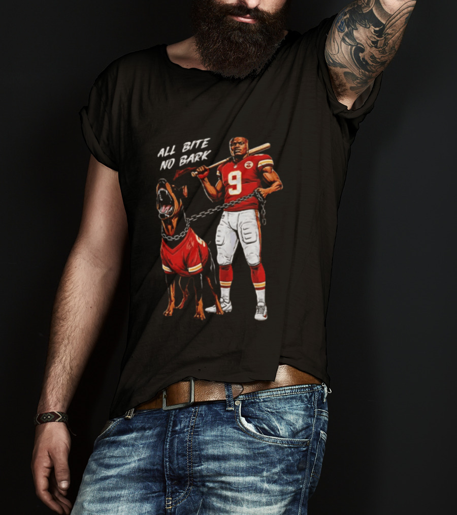 Kenneth Walker III All Bite No Bark Number 9 Football Player And Dog T-Shirt