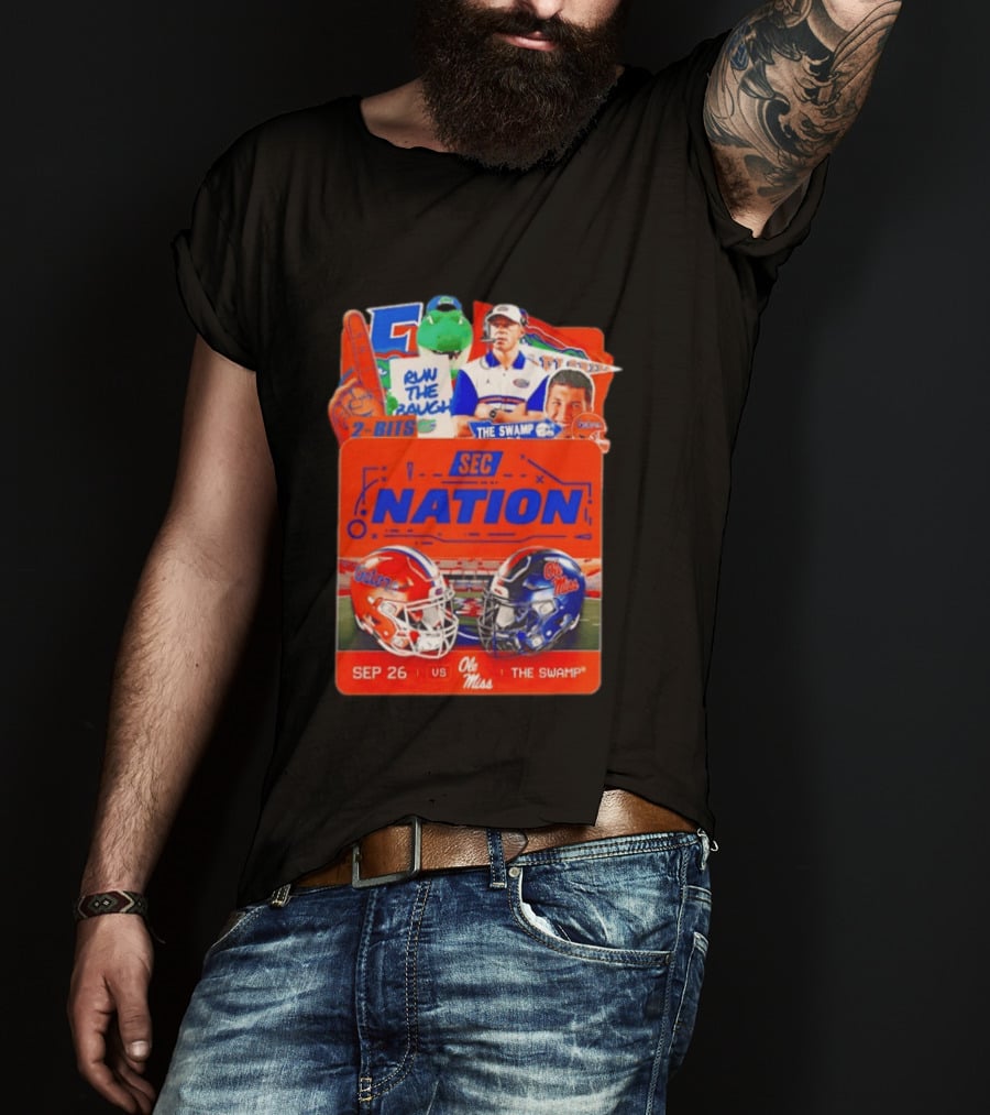SEC Nation Florida Gators Vs Ole Miss The Swamp September 26 Helmets Football Rivalry T-Shirt