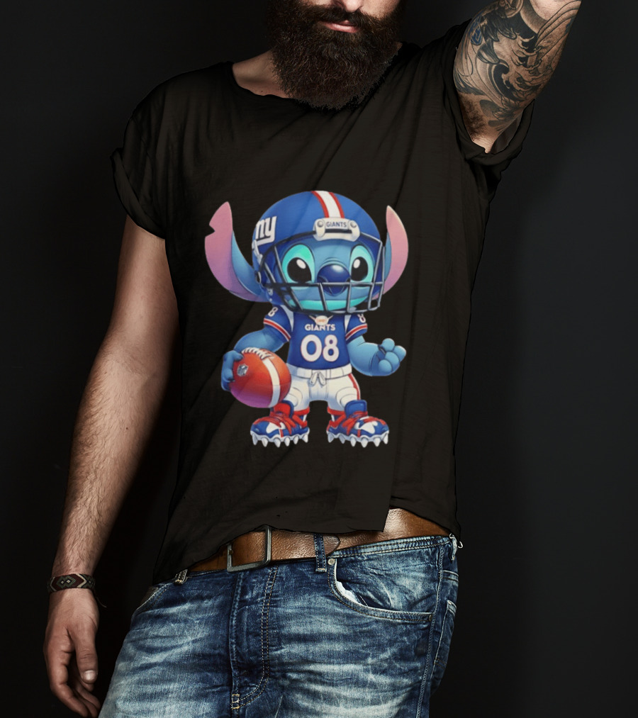 Stitch New York Giants Player Cartoon Collaboration 08 Football T-Shirt