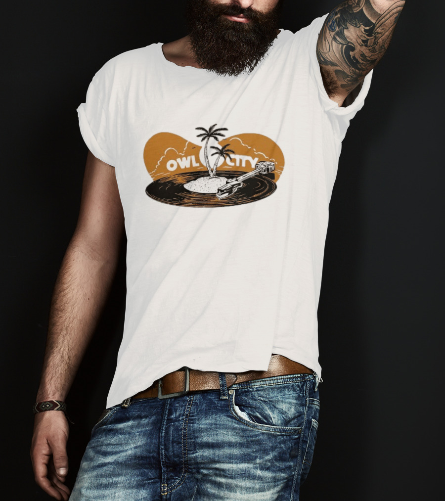 Owl City Vinyl Beach Paradise With Palm Trees T-Shirt