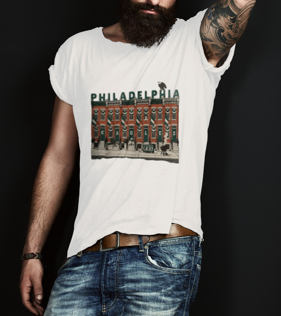 Philadelphia Eagles Birds On The Block Rowhouses T-Shirt