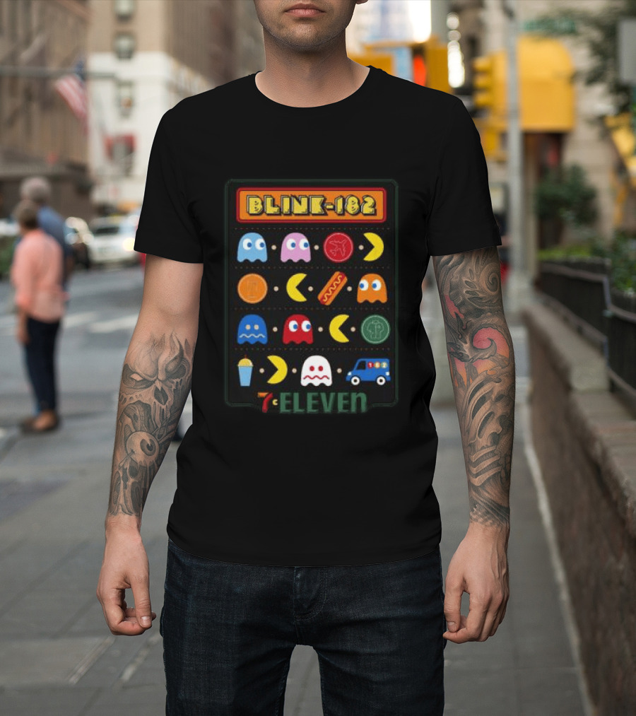 Blink 182 Pac Man 7 Eleven Collaboration Longsleeve Retro Arcade T-Shirt