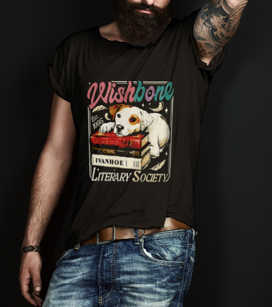 Wishbone Jack Russell Terrier Literary Society Ivanhoe Aaron Twist Books T-Shirt
