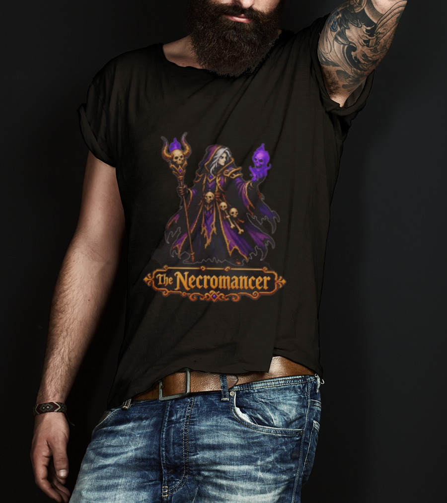 The Necromancer Retro 16 Bit Game Character Art Pixels T-Shirt