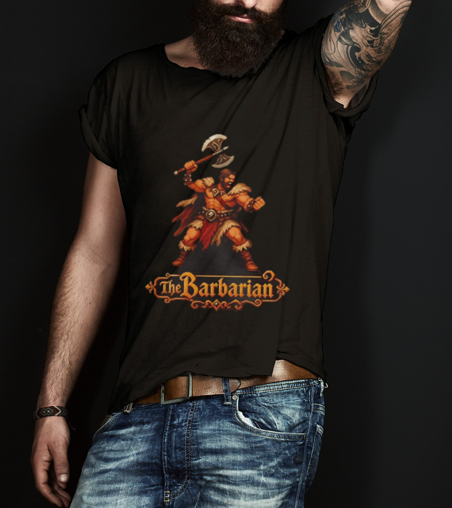 The Barbarian 16 Bit Game Cartoon Axe Warrior T-Shirt