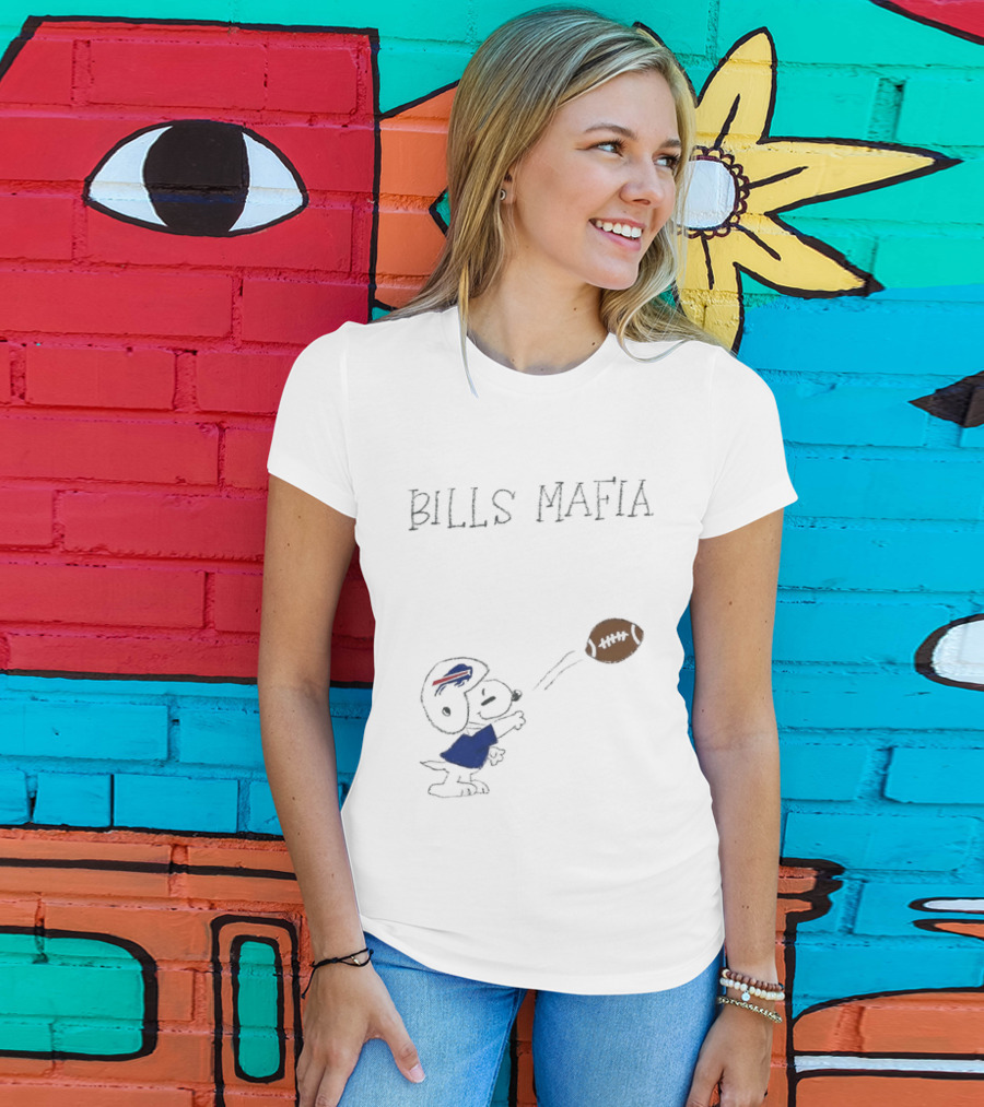 Snoopy Bills Mafia Buffalo Bills Football Fan Apparel Peanuts Sports T-Shirt