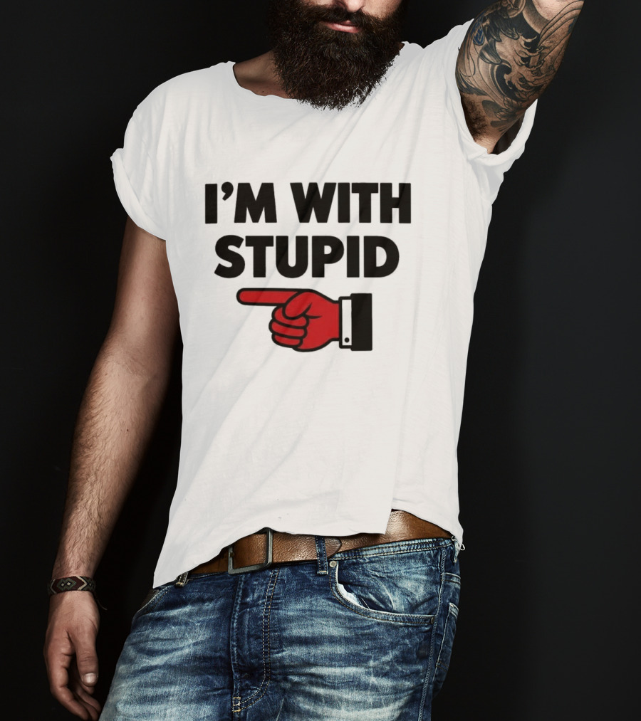 I'm With Stupid Red Foam Finger Gesture T-Shirt
