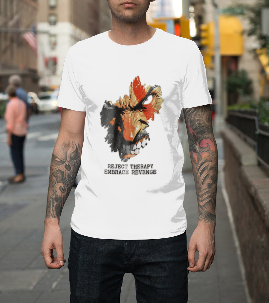 Reject Therapy Embrace Revenge Kratos Angry Bearded Man Red Tattoo God Of War T-Shirt