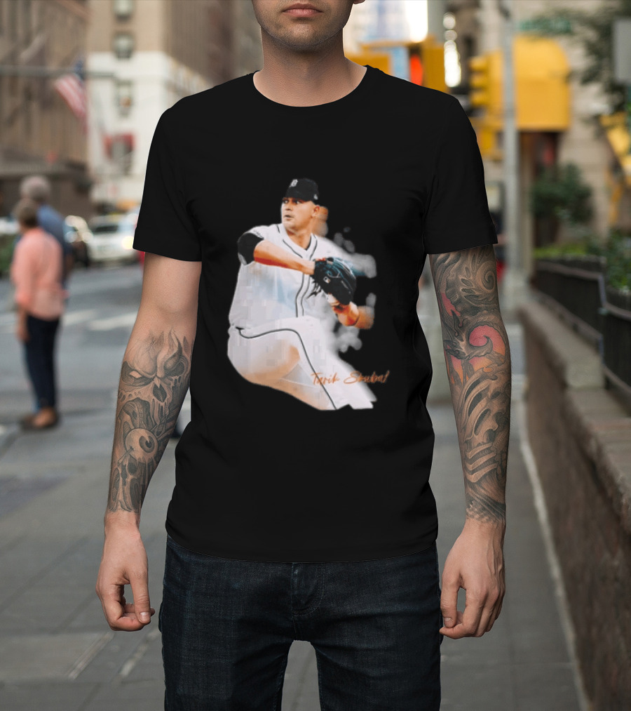 Detroit Tigers Tarik Skubal Pitcher Action Baseball T-Shirt
