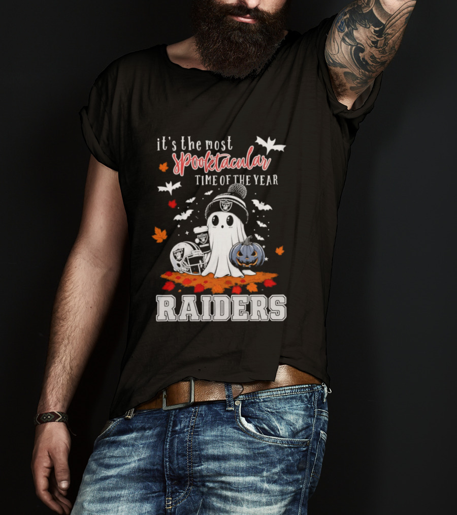 It's The Most Spooktacular Time Of The Year Raiders Halloween Ghost Pumpkin T-Shirt