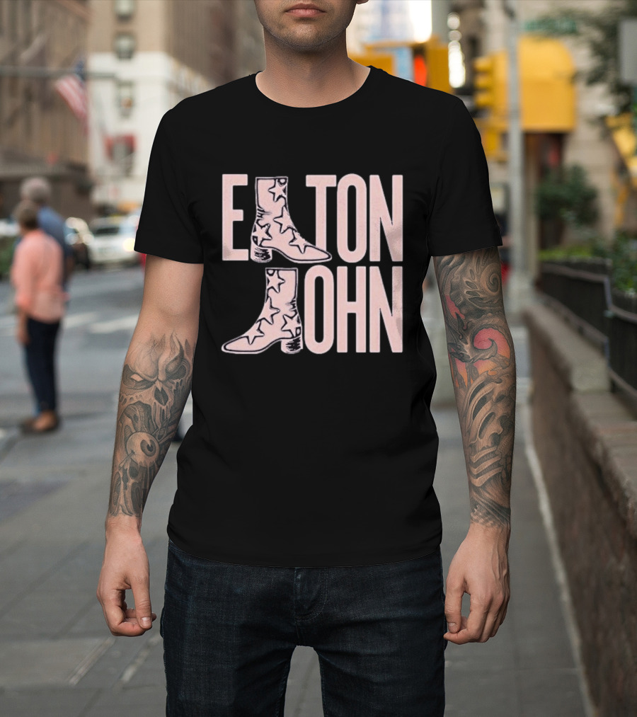Elton John Star Pattern Boot Troubadour T-Shirt