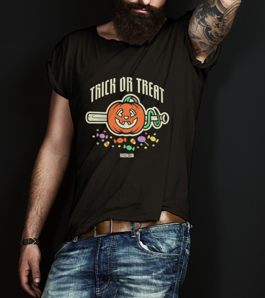 Trick Or Treat Baseballism Pumpkin Candy Haul T-Shirt