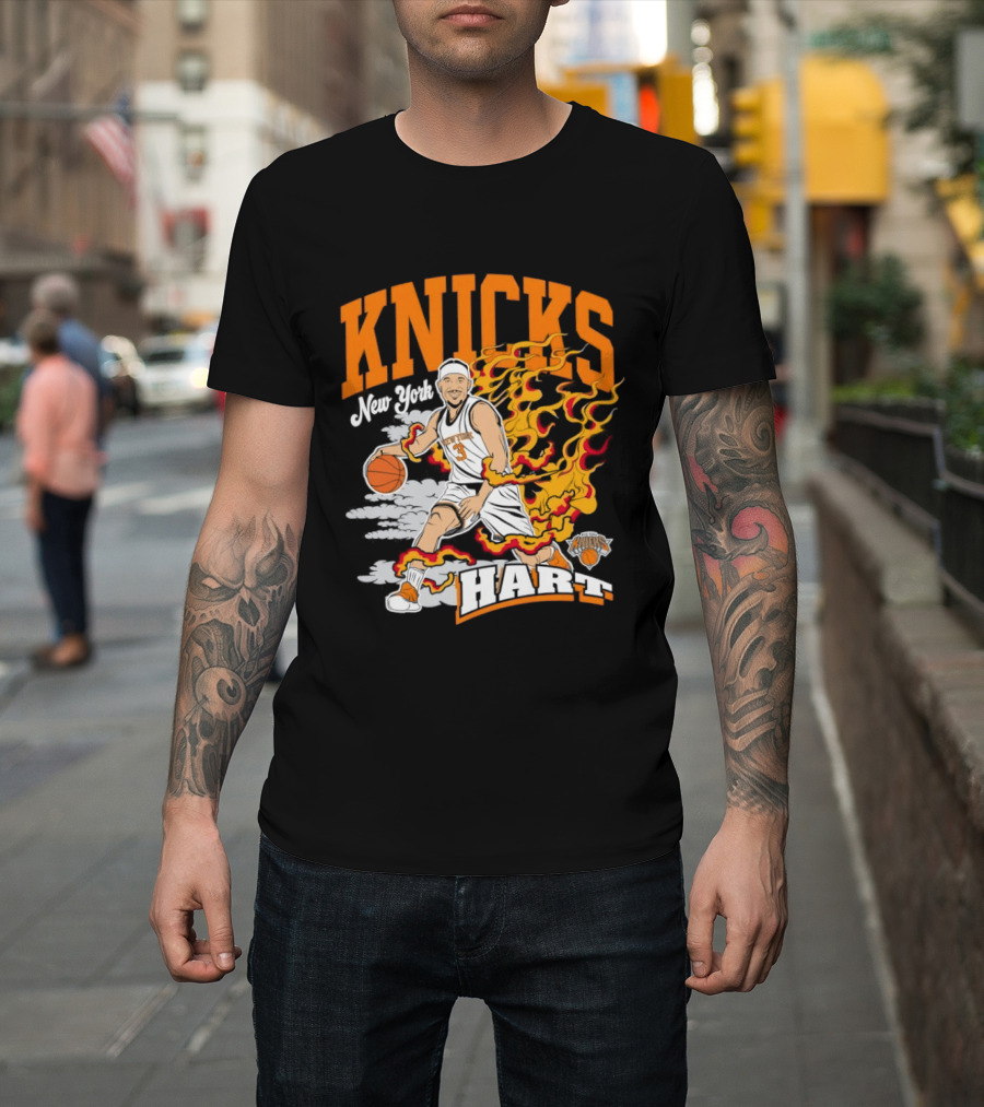 New York Knicks Josh Hart No 3 Basketball Fire T-Shirt