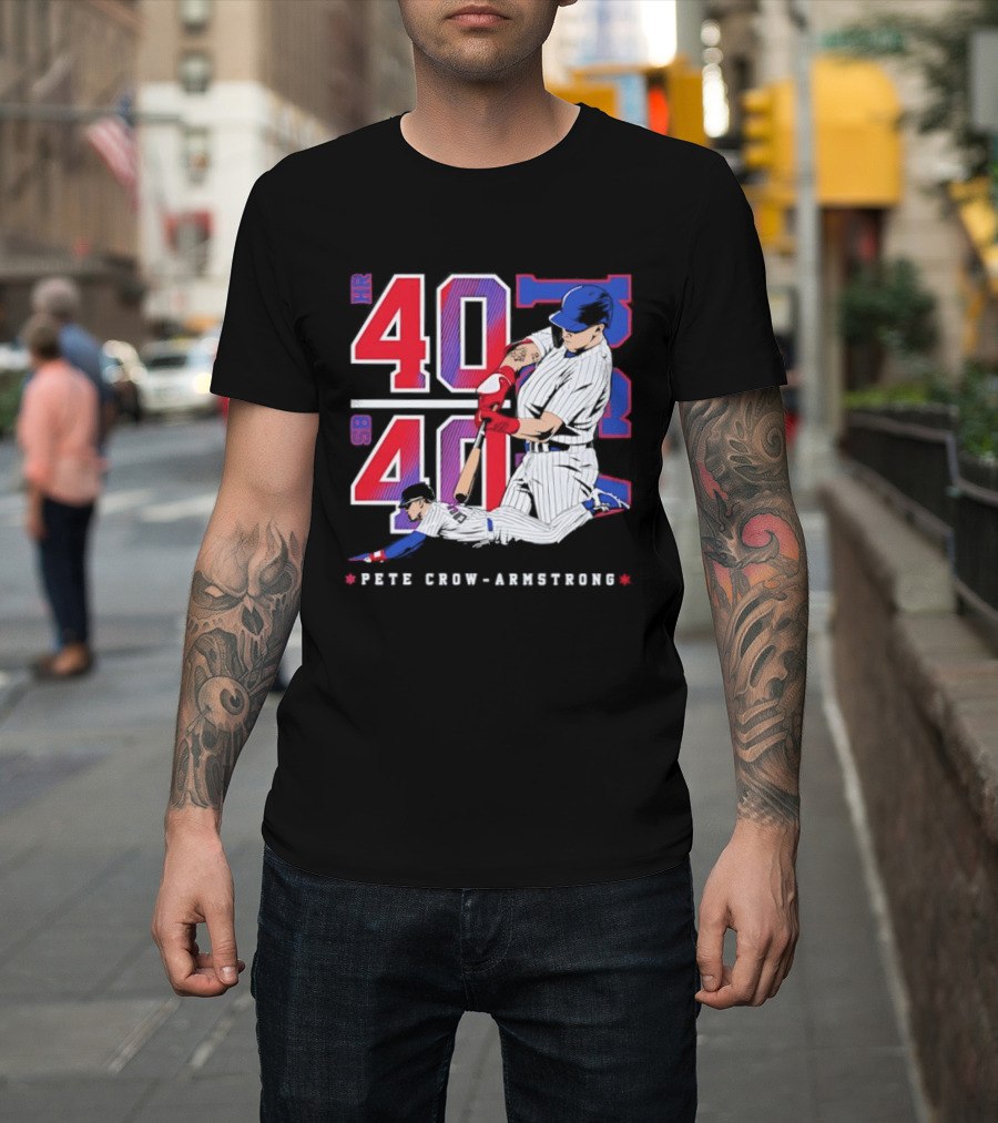 Pete Crow Armstrong 40 40 HR SB Club Chicago Cubs Players T-Shirt