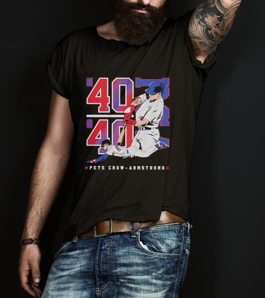 Pete Crow Armstrong 40 40 HR SB Club Chicago Cubs Players T-Shirt