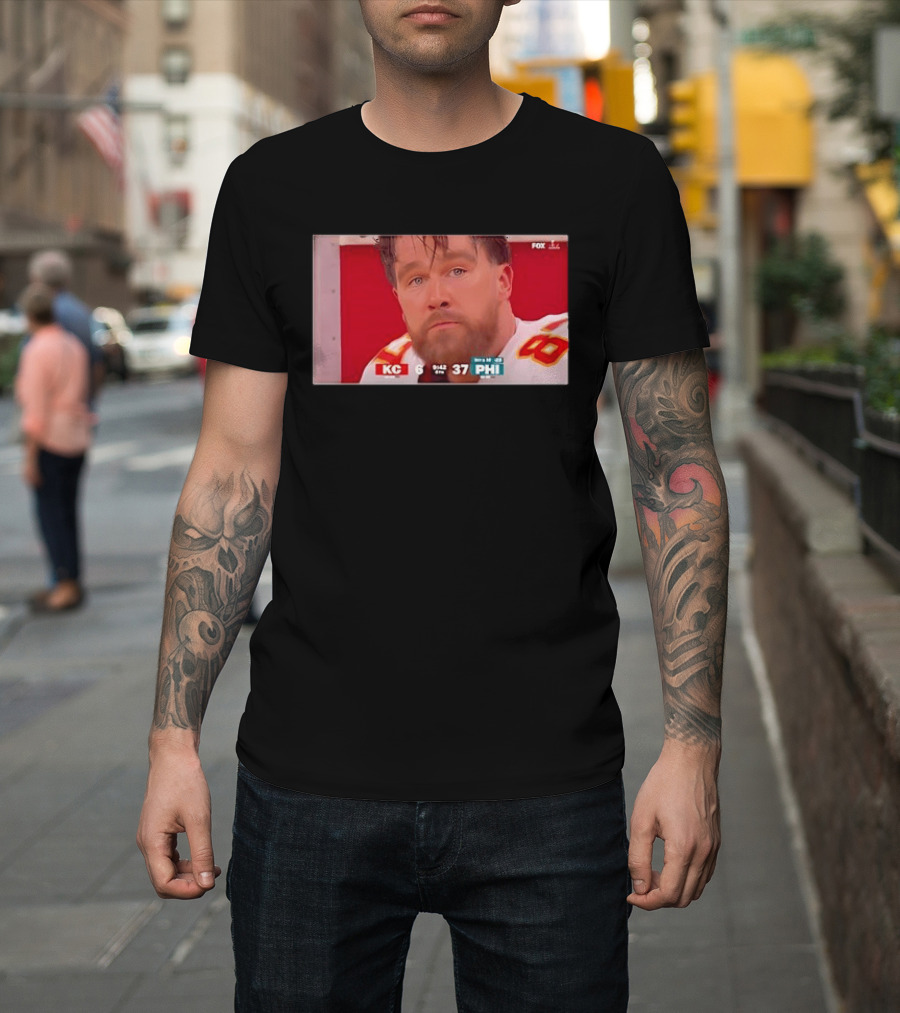 Kelce's Face Disappointment KC 6 PHI 37 NFL Football Game Loss T-Shirt
