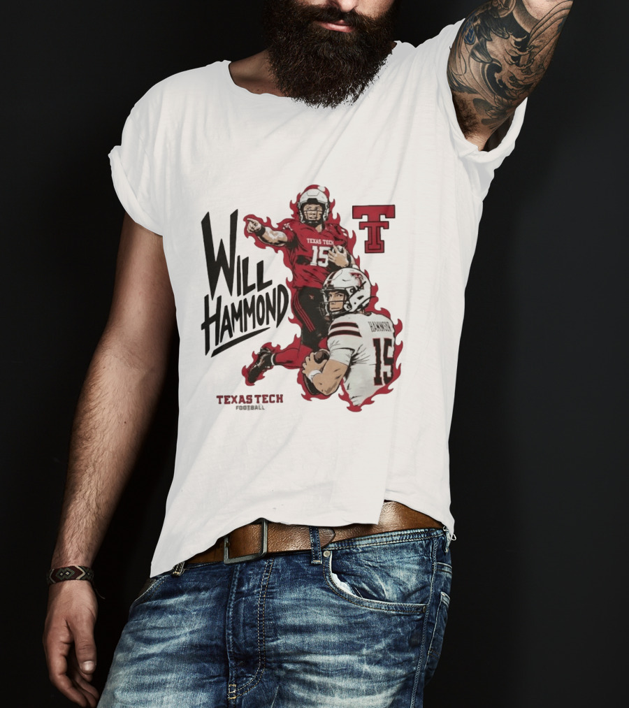 Texas Tech Red Raiders No 15 Will Hammond Football Player Collage T-Shirt