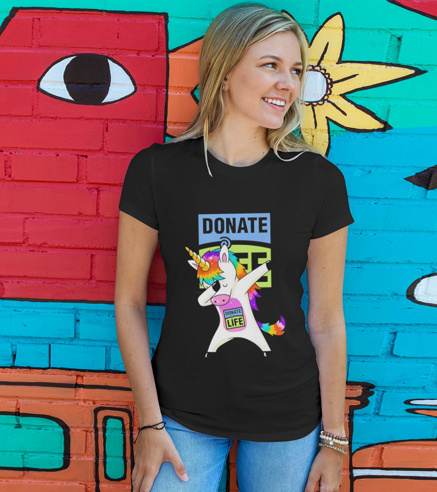 Donate Life Unicorn Rainbow Dabbing T-Shirt