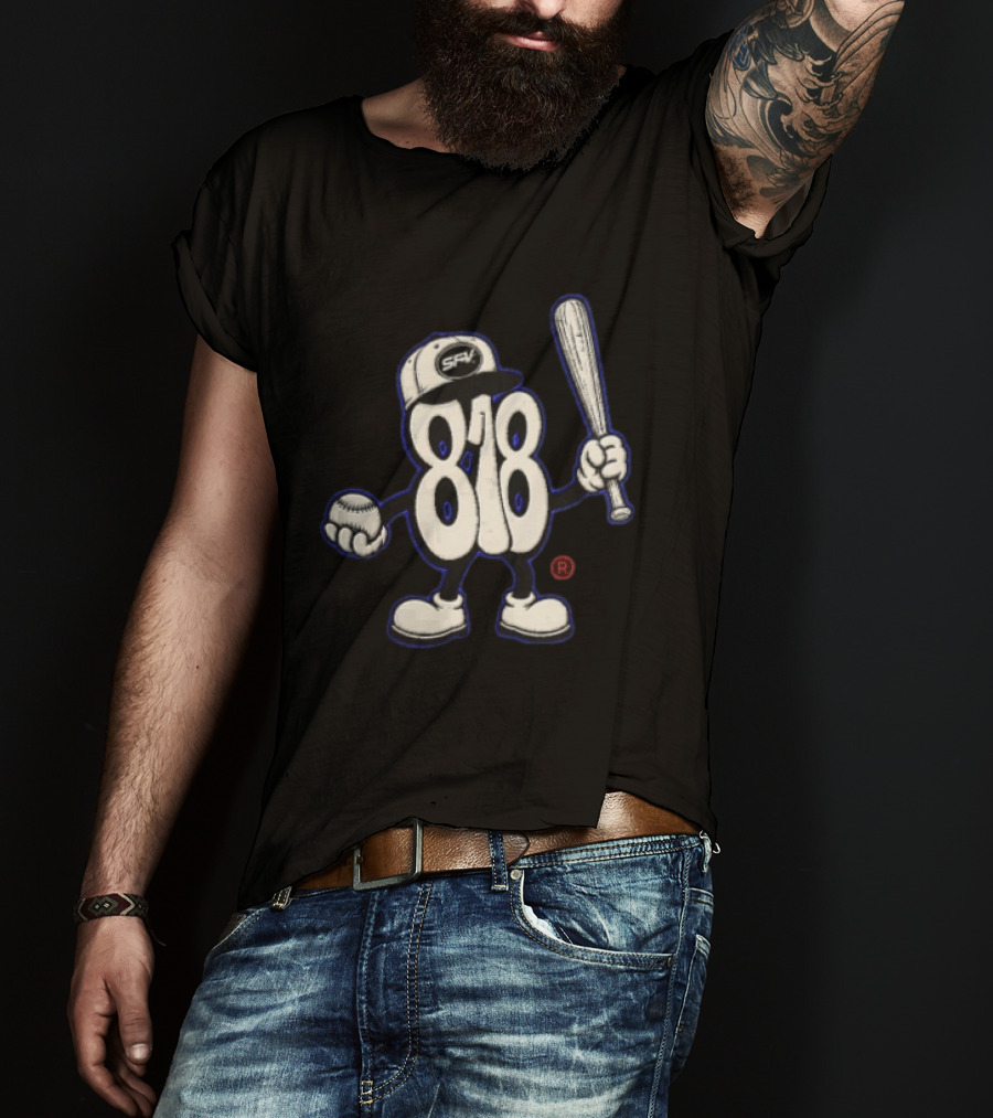 SFV 818 Character Baseball Cap Holding Bat And Ball T-Shirt