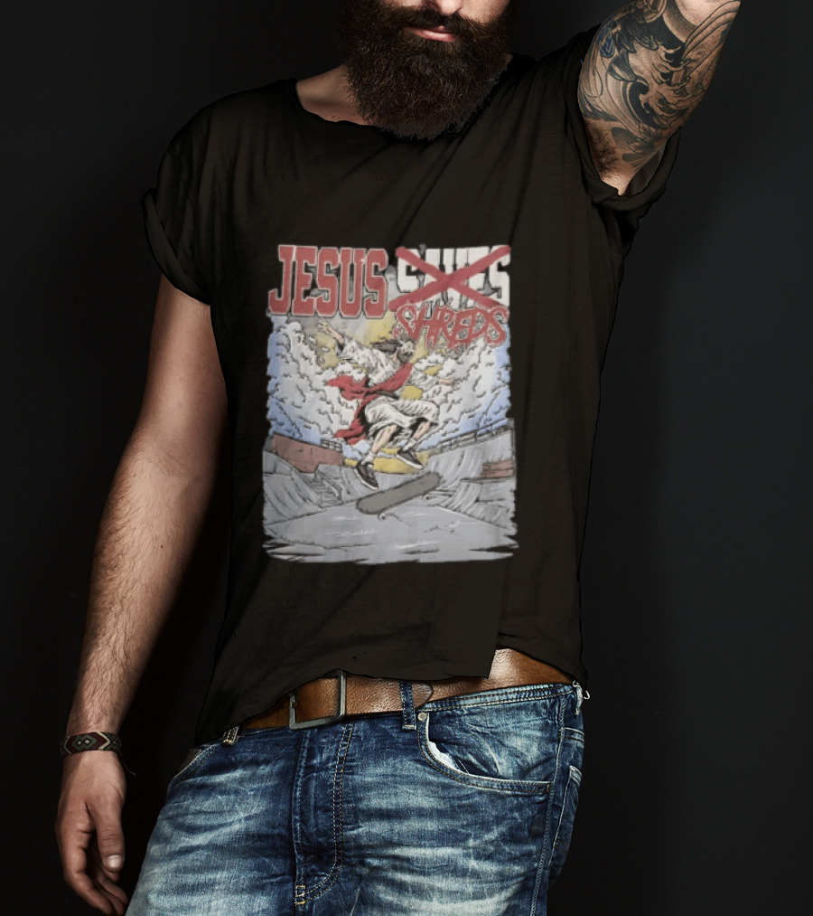 Jesus Shreds Skateboarding Ramp Savior Extreme Sports T-Shirt