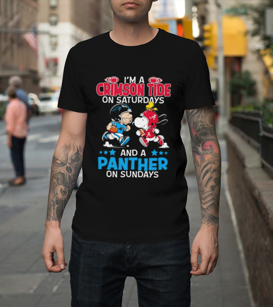 I'm A Crimson Tide On Saturdays And A Panther On Sundays Snoopy And Charlie Brown T-Shirt