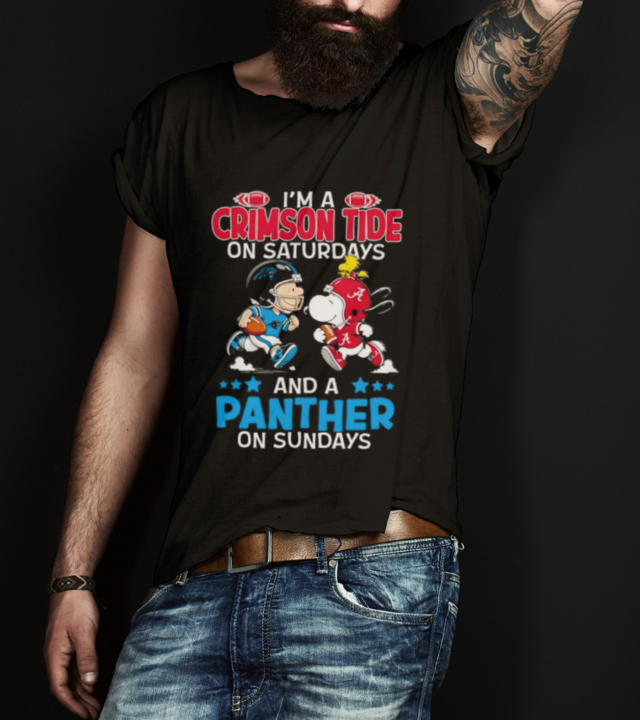 I'm A Crimson Tide On Saturdays And A Panther On Sundays Snoopy And Charlie Brown T-Shirt