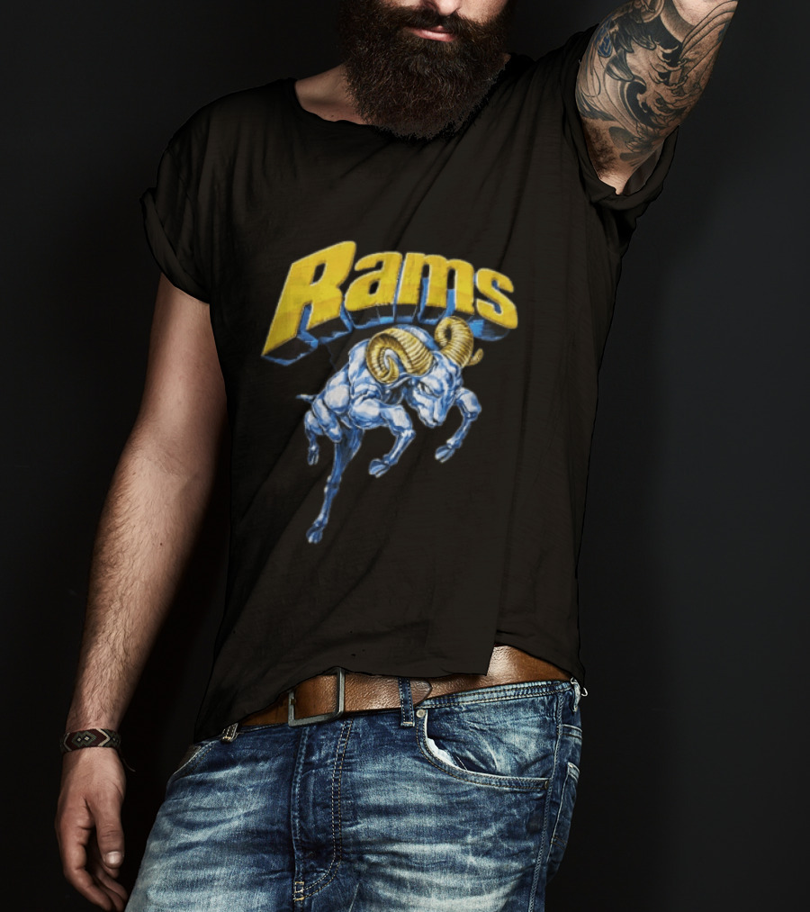 Rams Blue Bull Charging With Golden Horns Majestic Power T-Shirt