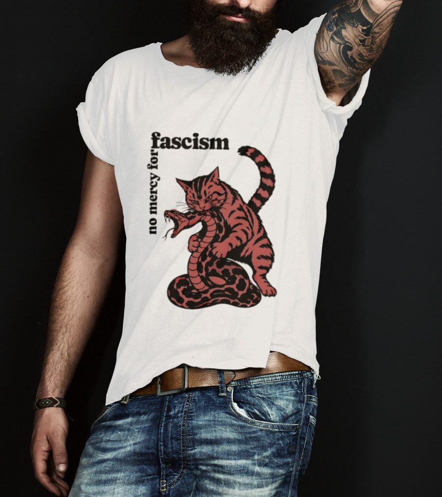 No Mercy For Fascism Cat And Snake T-Shirt