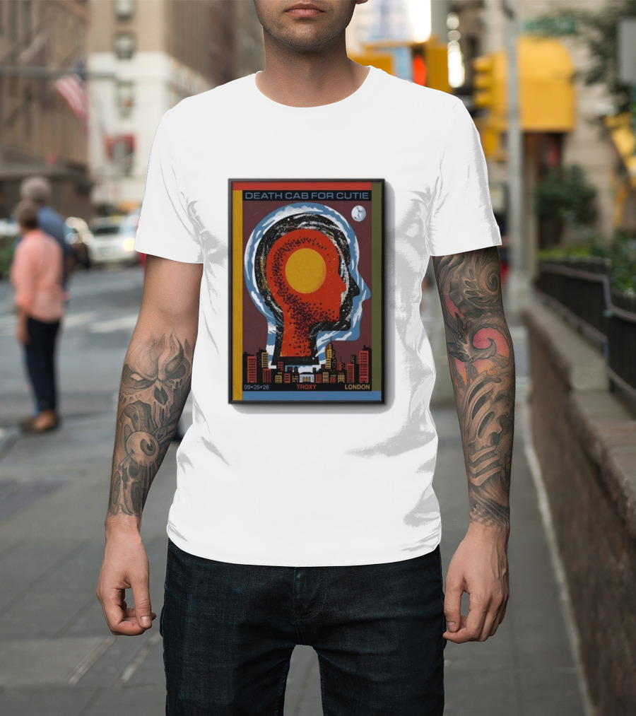 Death Cab For Cutie Troxy London 09.26.26 Concert Urban Skyline And Moon T-Shirt