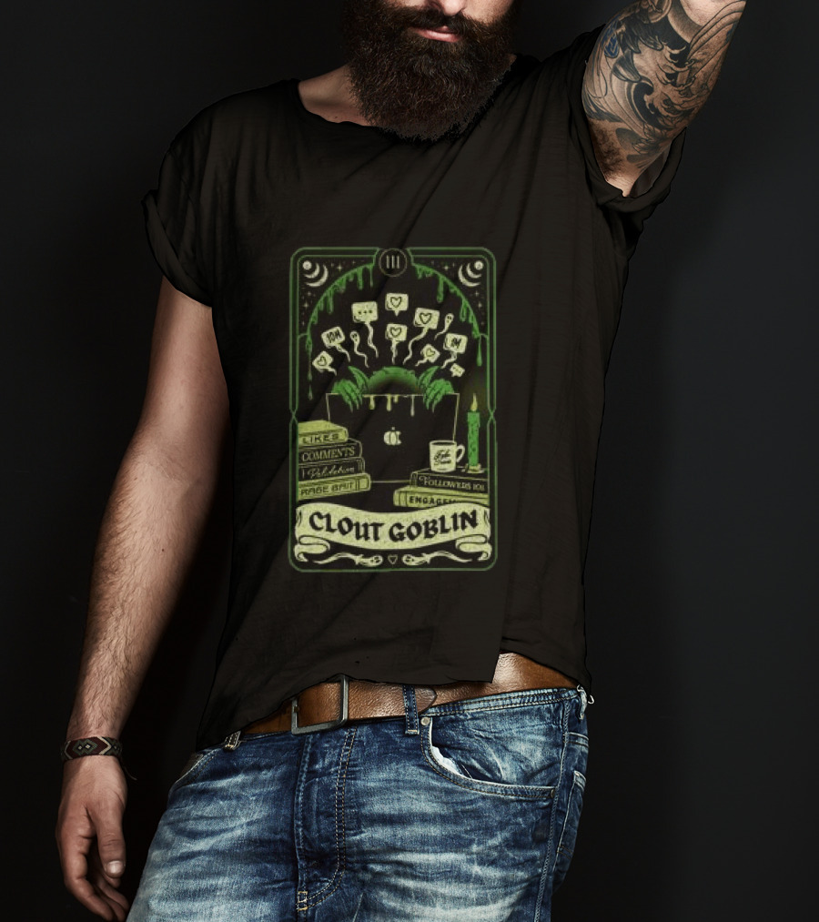 Do We Know Them Clout Goblin Tarot Card Style Social Media Icons And Keywords T-Shirt