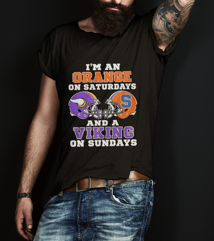 I'm An Orange On Saturdays And A Viking On Sundays Football Helmets T-Shirt