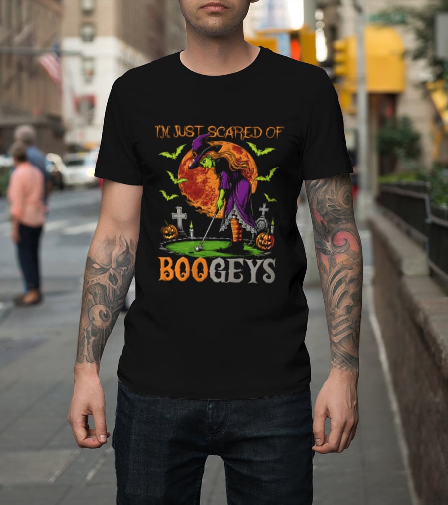 I'm Just Scared Of Bogeys Halloween Golf Witch Graveyard T-Shirt