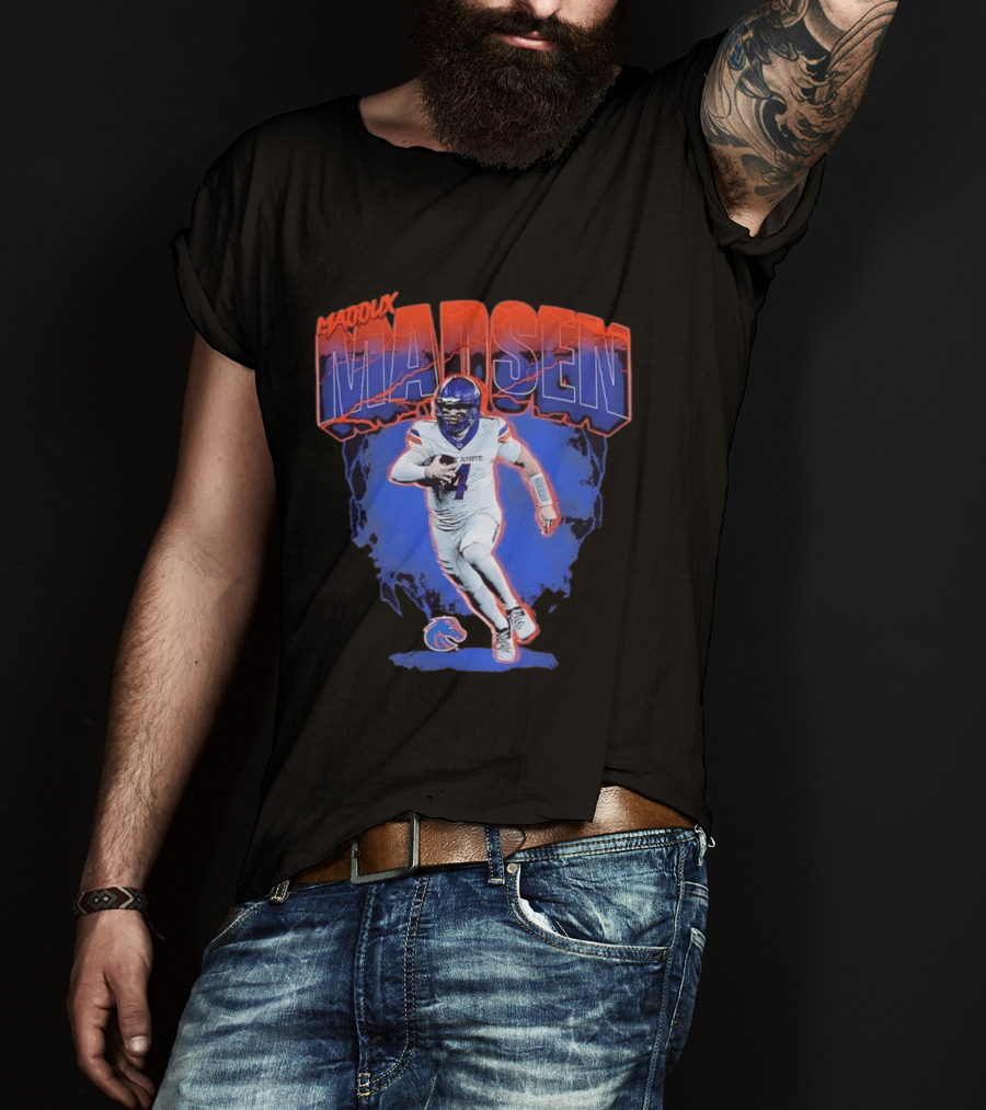 Boise State Broncos Maddux Madsen Lightning Collage NCAA Football T-Shirt