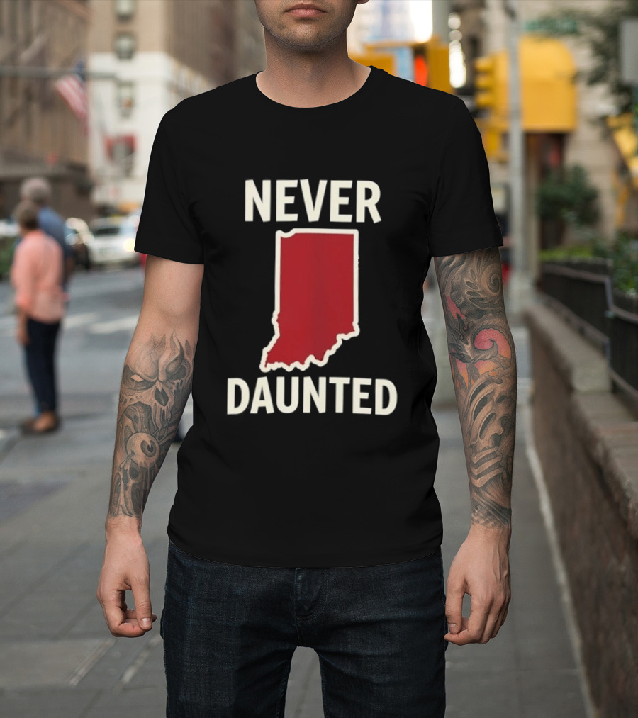Never Daunted Indiana State Red Map T-Shirt
