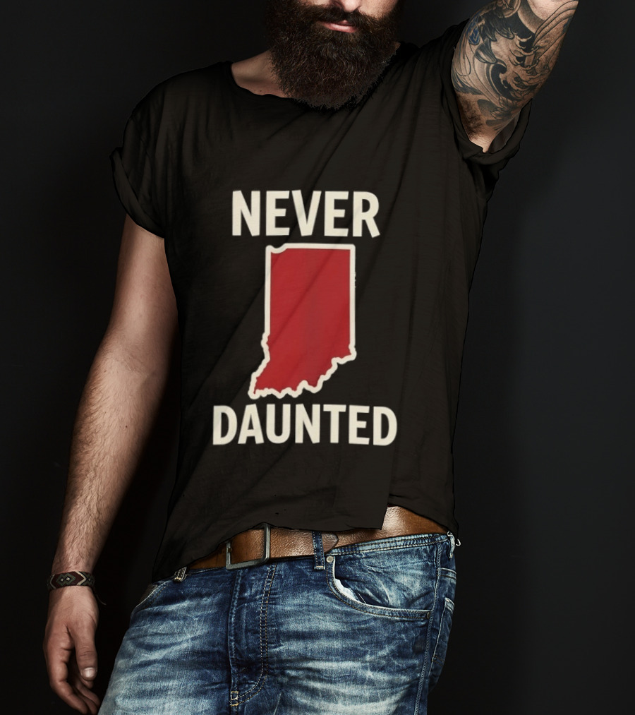 Never Daunted Indiana State Red Map T-Shirt