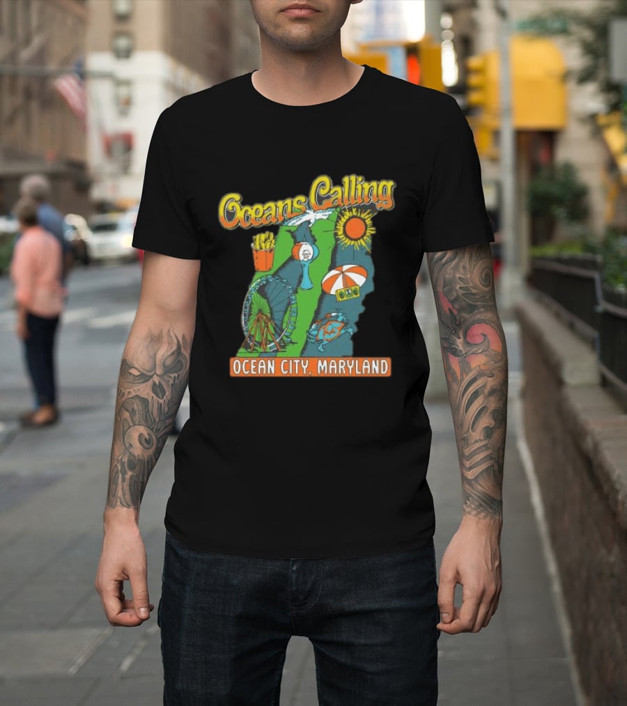 Oceans Calling Ocean City Maryland Festival Map Lineup T-Shirt