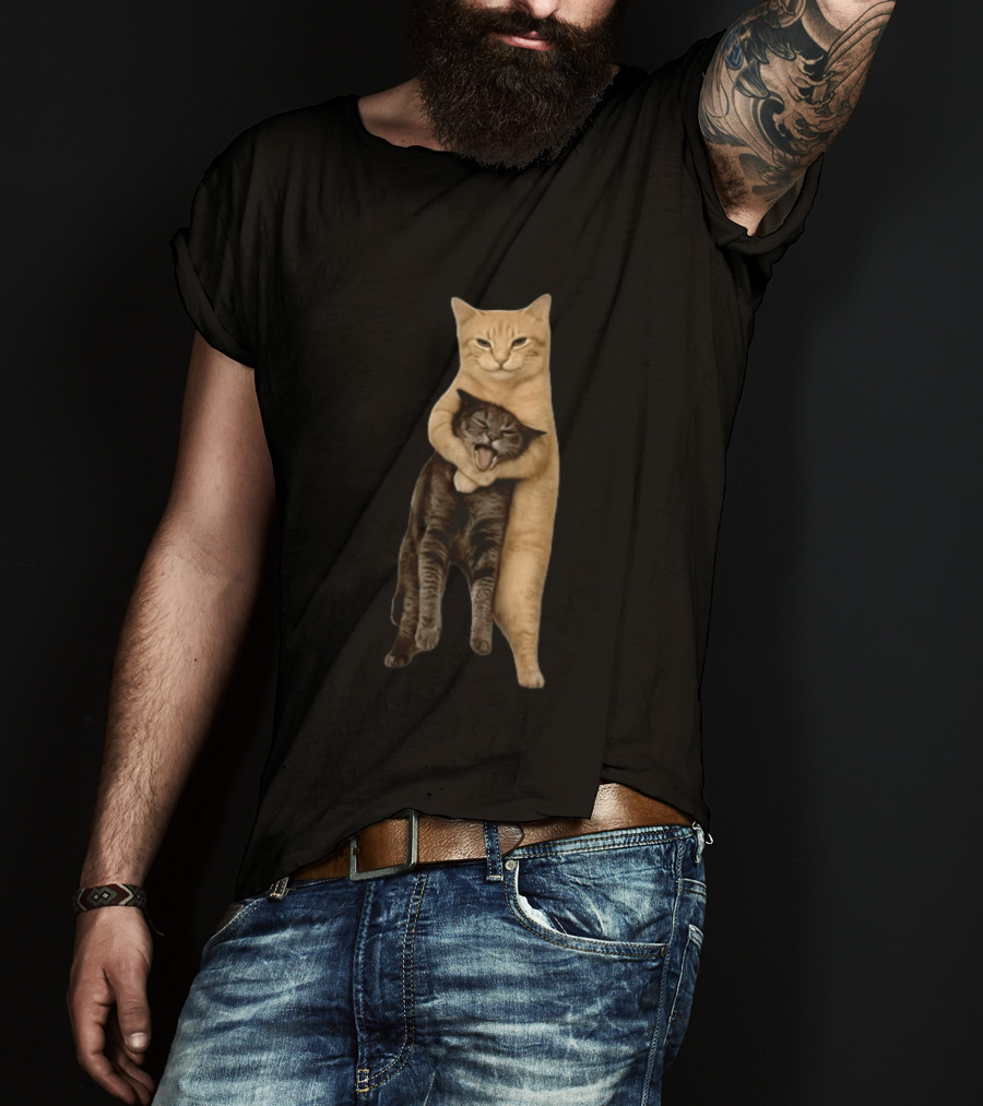 Orange Cat Hugging Grey Cat T-Shirt