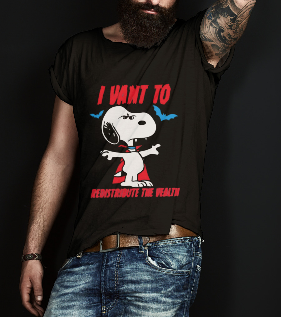 Snoopy I Vant To Redistribute The Wealth Vampire Cape And Bats T-Shirt