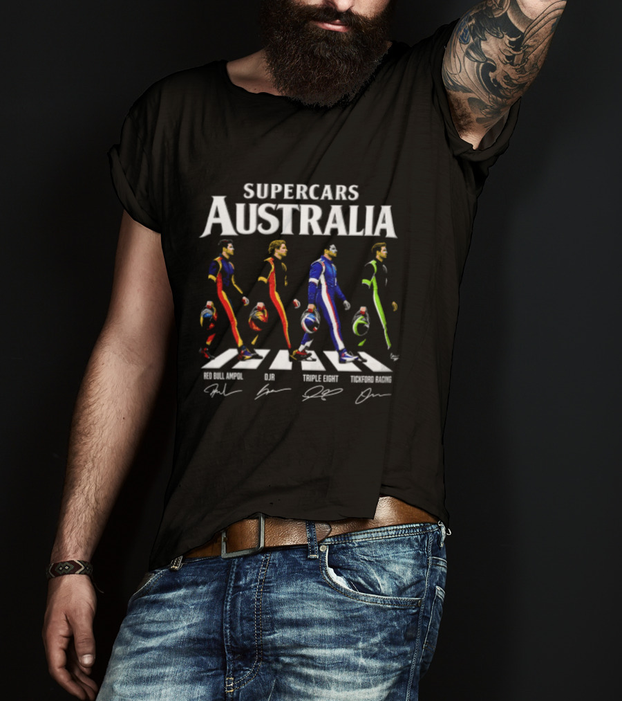 Supercars Australia Red Bull Ampol DJR Triple Eight Tickford Racing Drivers Crossing Abbey Road T-Shirt