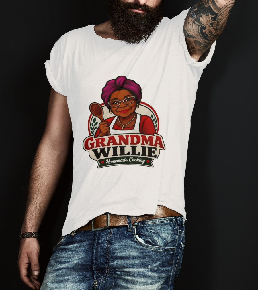 Grandma Willie Homemade Cooking Kitchen Apron Vector T-Shirt