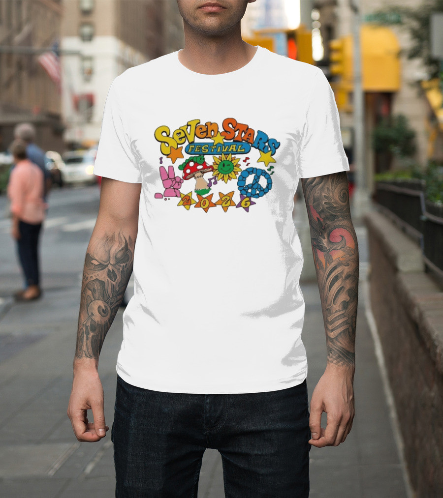 Seven Stars Festival 2026 Peace Mushroom Sun Music T-Shirt