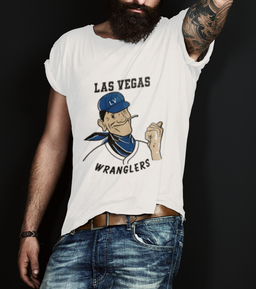 Las Vegas Wranglers Vintage Cartoon Character With Hat And Bandana T-Shirt