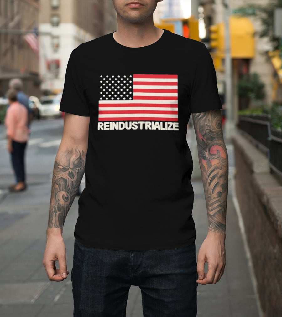 Reindustrialize United States Flag Stars And Stripes T-Shirt