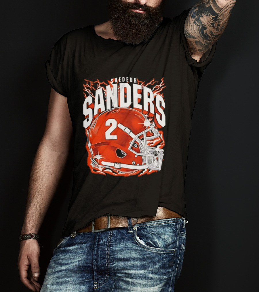Shedeur Sanders Number 2 Cleveland Browns Helmet T-Shirt