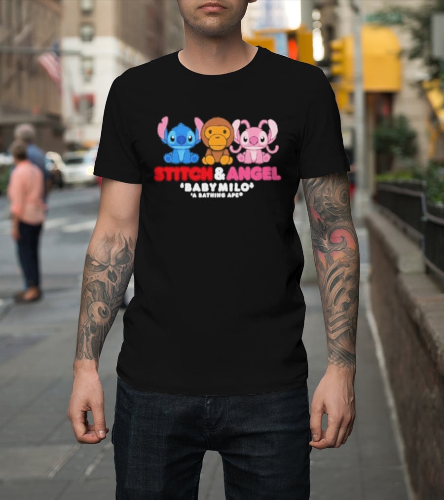 Bape X Disney Stitch Angel Baby Milo Collaboration 2026 T-Shirt