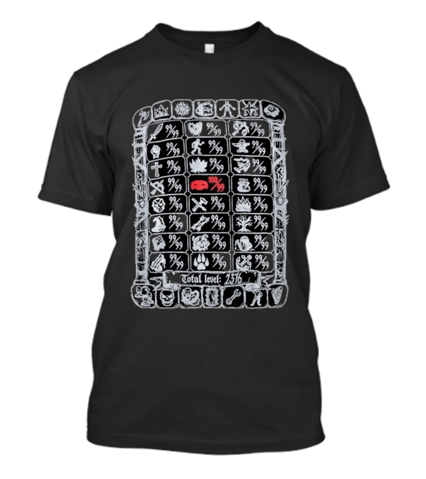 100 Thieves Old School RuneScape Skill Icons Total Level 2376 T-Shirt