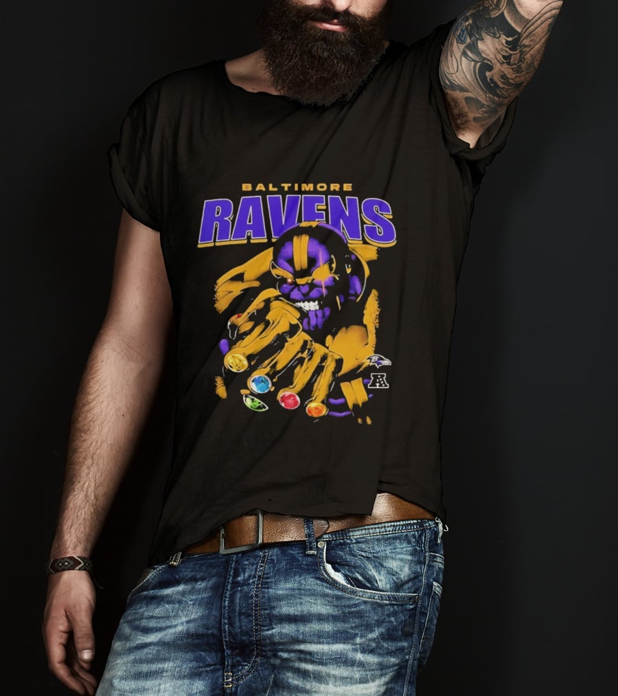 Baltimore Ravens Thanos Gauntlet Infinity Stones AFC T-Shirt