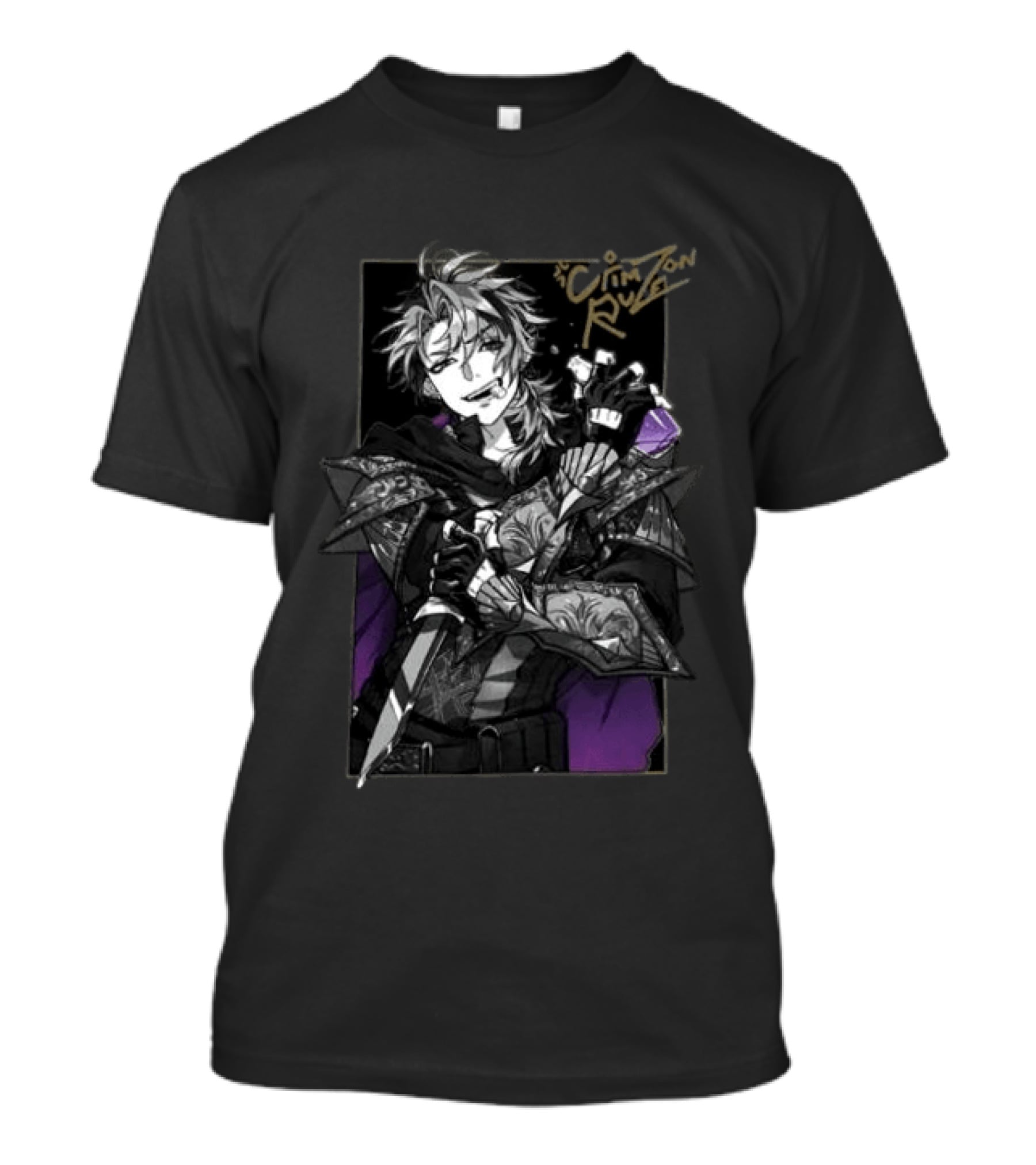 Gamer Supps Store Crimzon Ruze Medieval Warrior Character With Sword And Intricate Armor T-Shirt