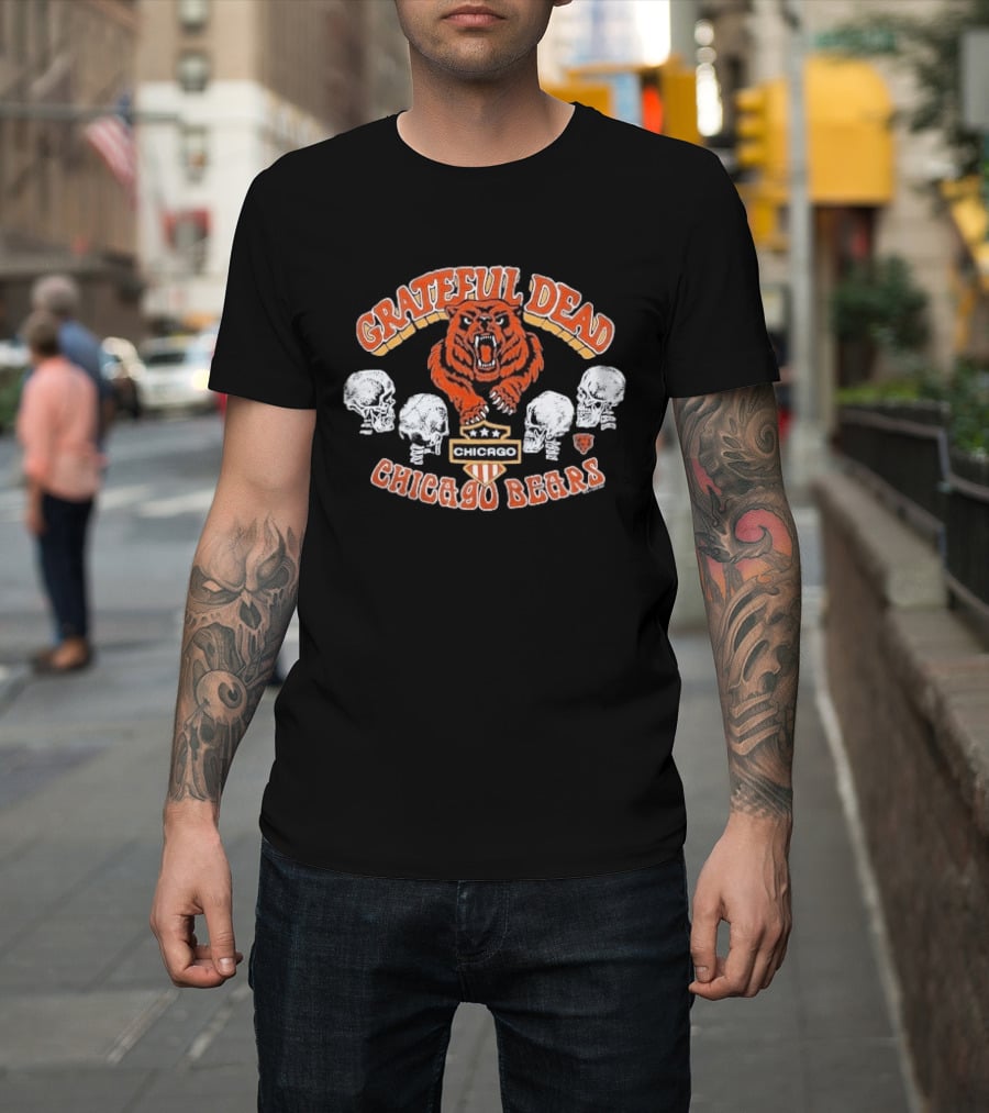 Grateful Dead Chicago Bears Skulls Collaboration T-Shirt