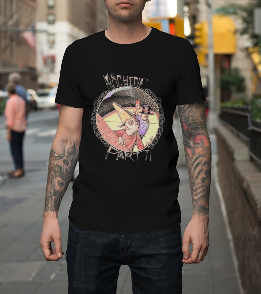 Machine Party Heads Up Comic Style Characters Retro Scene T-Shirt
